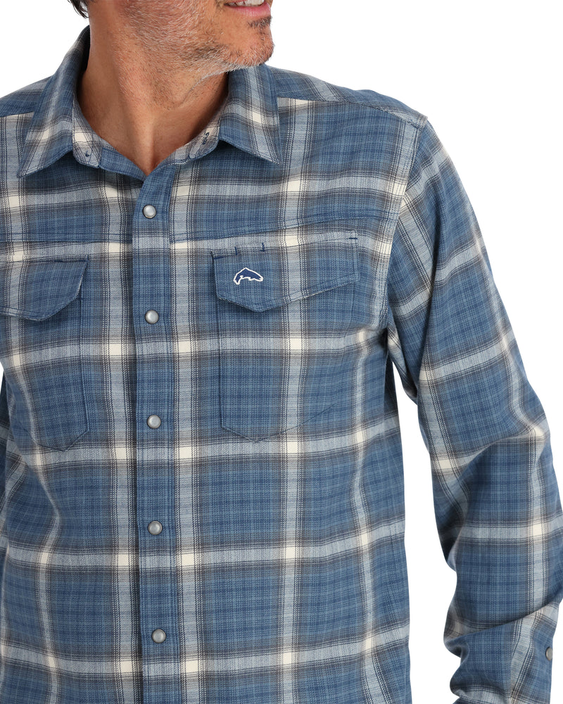 Simms Men's Gallatin Flannel LS Shirt - XL - Stone Ombre Plaid
