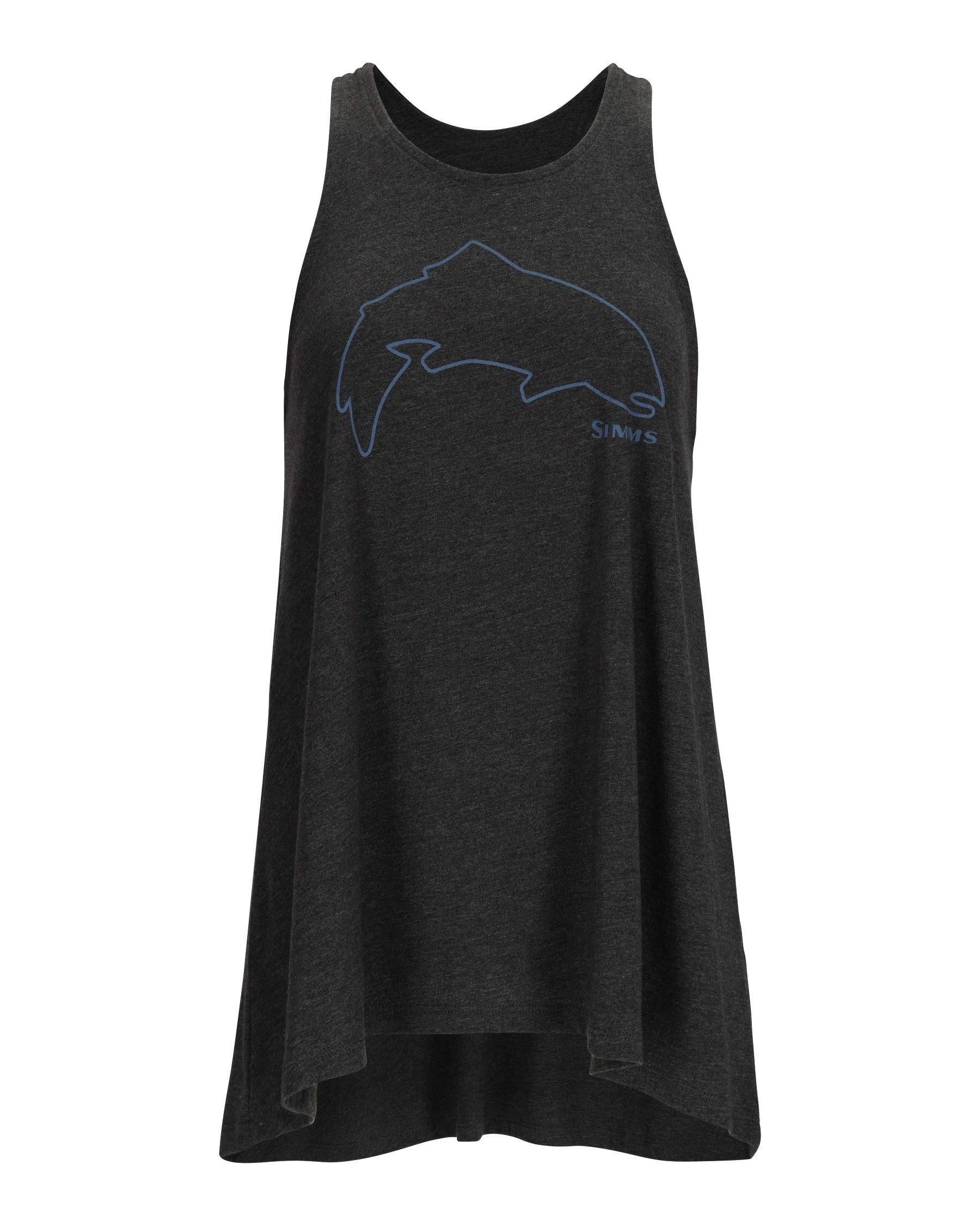 Simms Women's Trout Outline Tank Top, Charcoal Heather / L