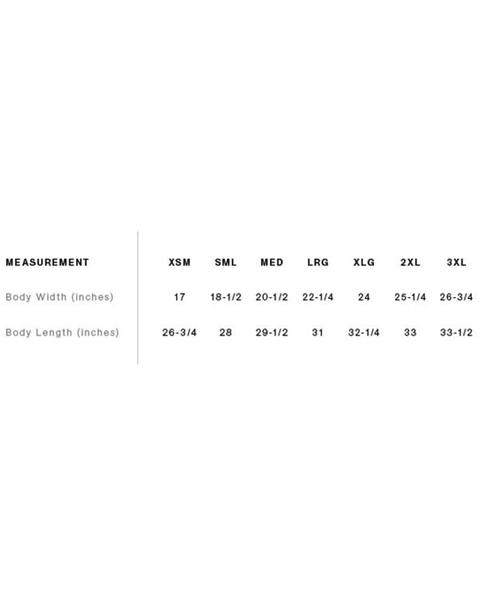 T-SHIRT SIZING CHART